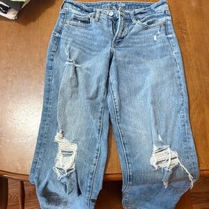 Old Navy Women's Distressed Boyfriend Jeans - Light Blue